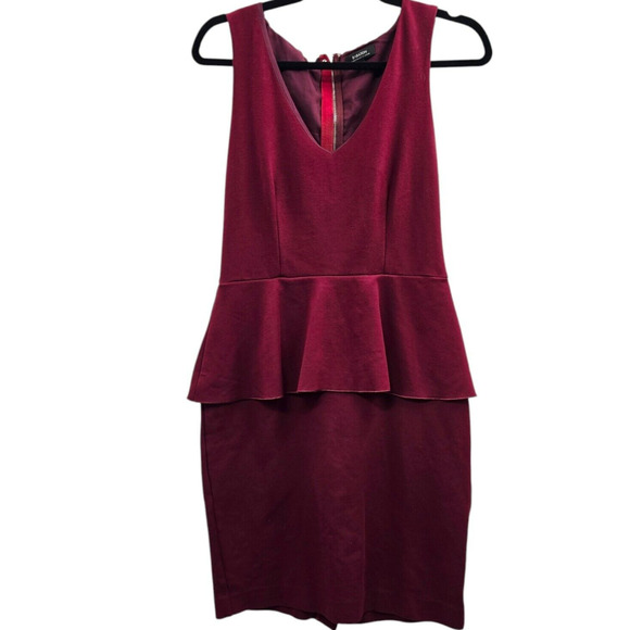 Aritzia Dresses & Skirts - Aritiza Babaton Dress 8 Burgundy Peplum Medium Work Wedding Guest Red Party